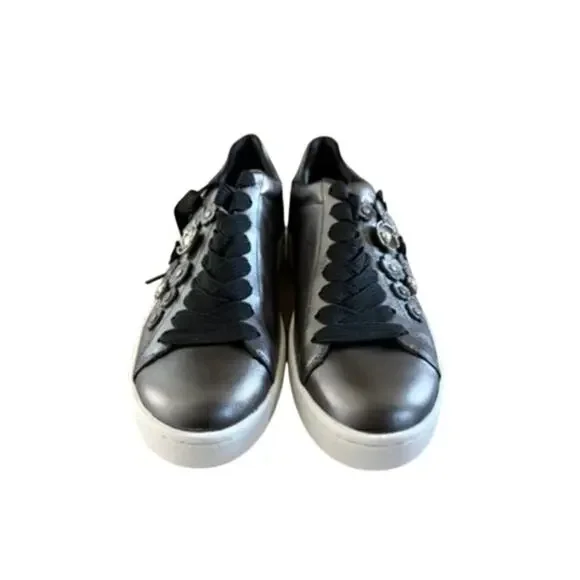 COACH Tea Rose Gunmetal Metallic Leather Women's Size 9 New - Picture 5 of 8